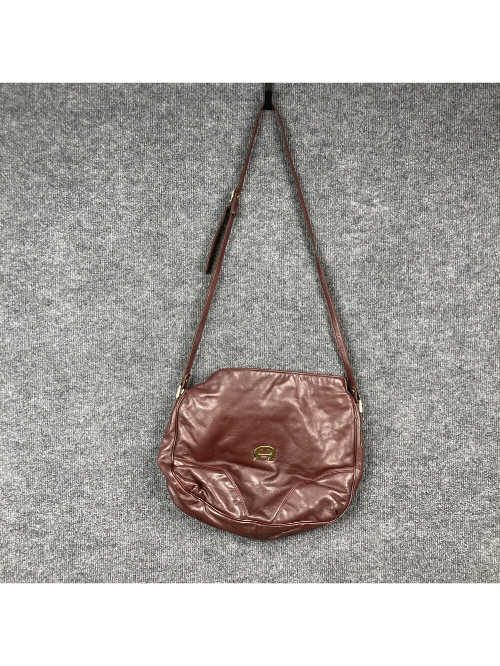 Etienne Aigner Large Burgundy Chianti Red Leather Shoulder Bag Purse